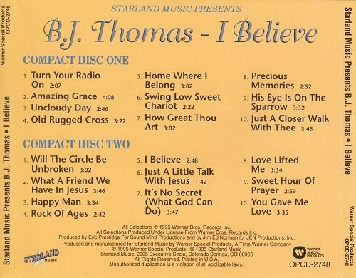B. J. Thomas - I Believe (1995)