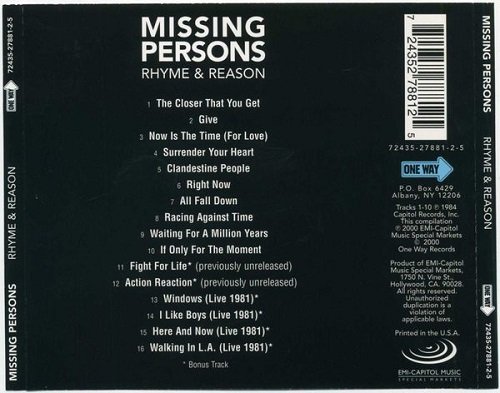 Missing Persons - Rhyme & Reason (Reissue) (1984/2000) Lossless