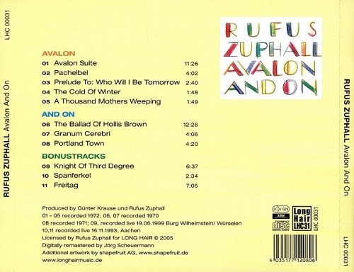 Rufus Zuphall - Avalon And On (Reissue) (1993/2005)