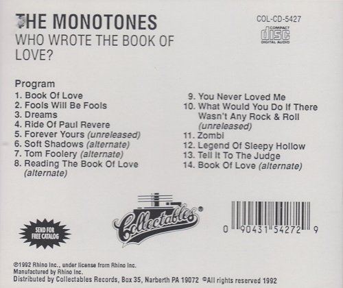 The Monotones - Who Wrote The Book Of Love (Remastered) (1992)