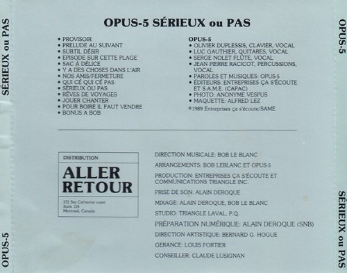 Opus-5 - Serieux Ou Pas (Reissue) (1976/1989)