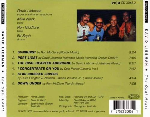 David Liebman Quartet Feat. Mike Nock - The Opal Heart (1979) CD Rip