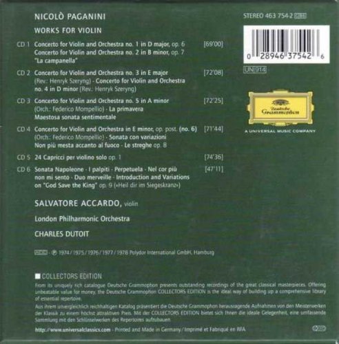 Salvatore Accardo - Accardo Plays Paganini: Complete Recordings (2000) [6 CD Box Set]