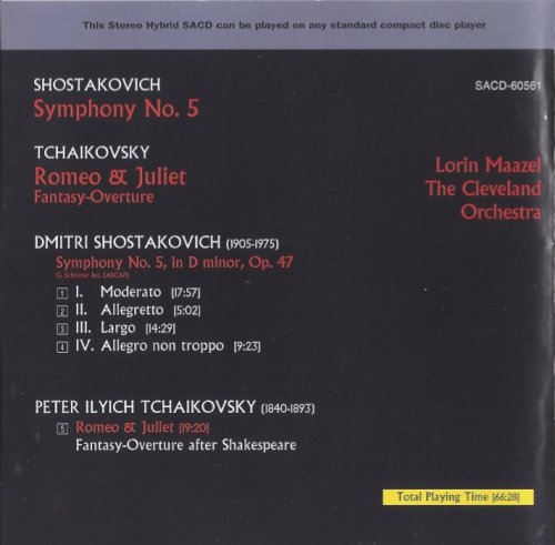 Lorin Maazel & The Cleveland Orchestra - Shostakovich: Symphony No. 5, Tchaikovsky: Romeo & Juliet (1981) [2002 SACD]