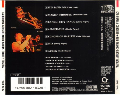 Bud Shank & Shorty Rogers - California Concert (1985) FLAC