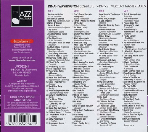 Dinah Washington - Complete 1943-1951 Mercury Master Takes (4CD Box Set) (2001)