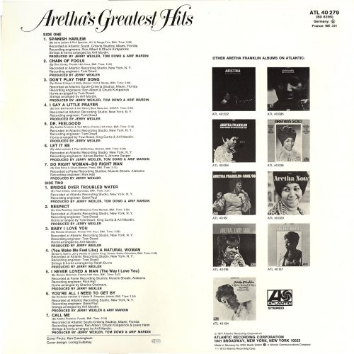 Aretha Franklin - Aretha's Greatest Hits (1971) LP