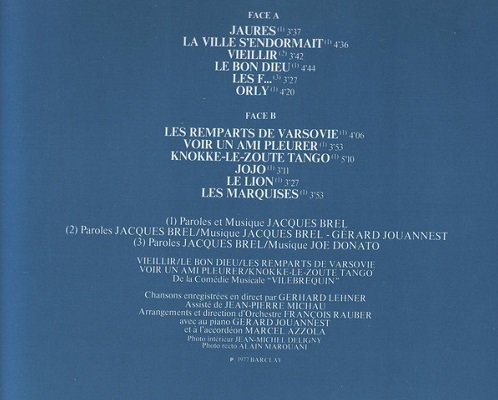 Jacques Brel - Brel (1977) Vinyl