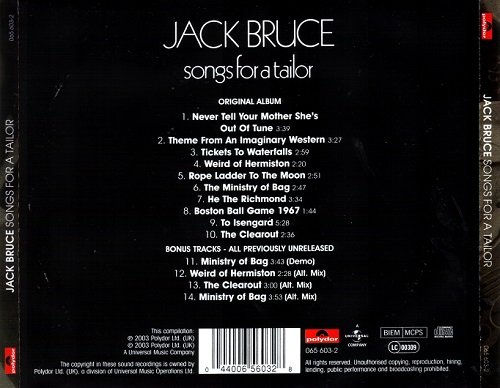 Jack Bruce - Songs For a Tailor (Reissue, Remastered) (1969/2003)