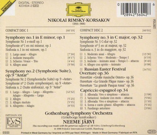 Neeme Jarvi - Rimsky-Korsakov: The Complete Symphonies, Russian Easter Festival Overture, Capriccio Espagnol (1988) CD-Rip