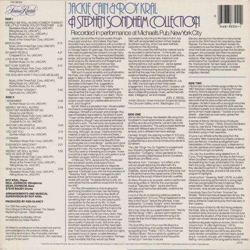 Jackie Cain & Roy Kral - A Stephen Sondheim Collection (1982) LP