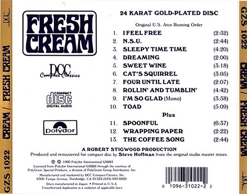 Cream - Fresh Cream (1966/1996, GZS1022, RM, US) CDRip