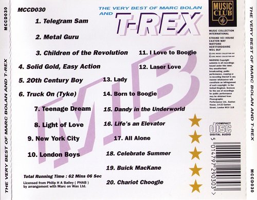 Marc Bolan And T-Rex - The Very Best Of Marc Bolan And T-Rex (1991)