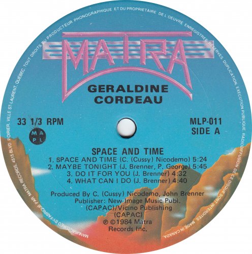 Geraldine Cordeau - Space And Time (1984) LP