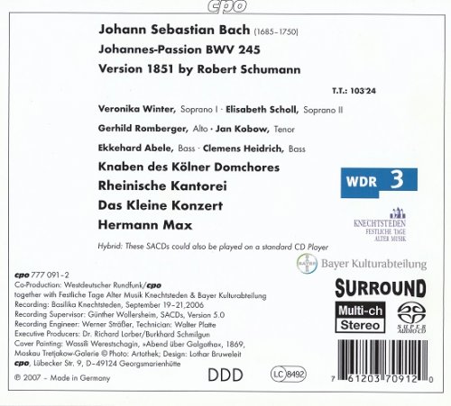 Herman Max - J.S. Bach (arr. R. Schumann): Johannes Passion (2007) [SACD]