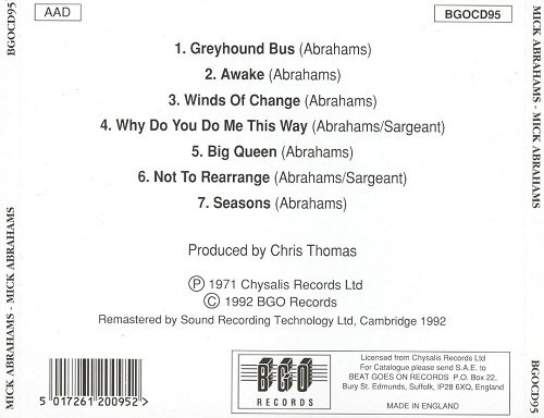 Mick Abrahams - Mick Abrahams (Reissue, Remastered) (1971/1992)