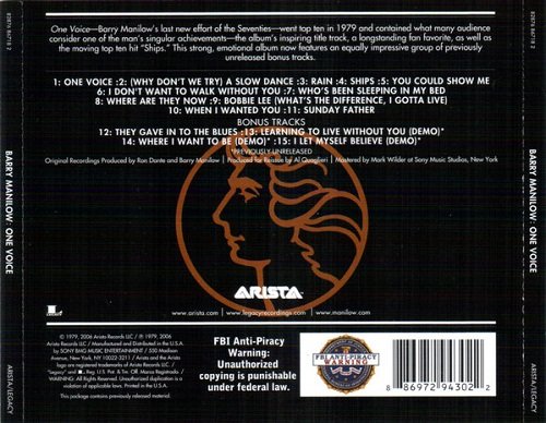 Barry Manilow - One Voice (Reissue, Bonus Tracs Remastered) (1979/2006)