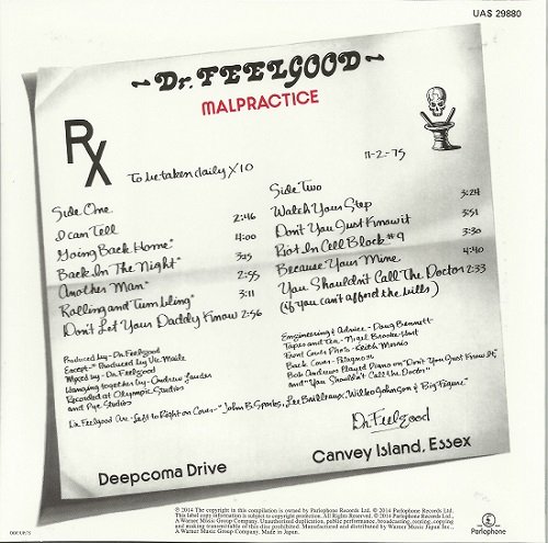 Dr Feelgood - Malpractice (Japan Remastered, SHM CD) (1975/2014)