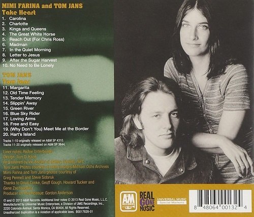 Tom Jans And Mimi Farina - Take Heart / Tom Jans (Reissue) (1971-74/2013)