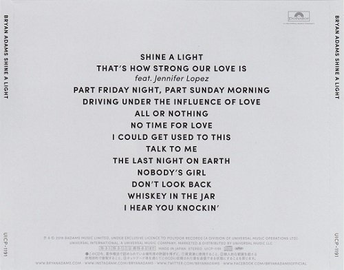 Bryan Adams - Shine A Light (Japan SHM-CD) (2019)