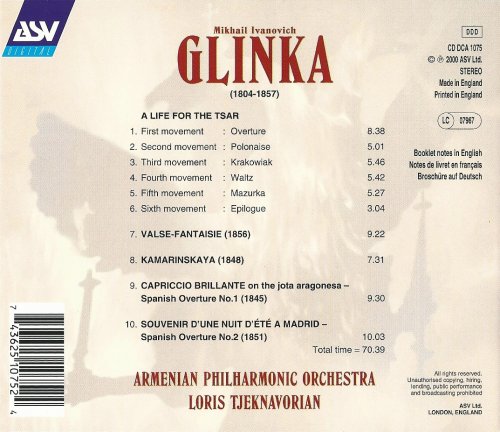 Loris Tjeknavorian, Armenian Philharmonic Orchestra ‎- Glinka: A Life for the Tsar (2000)