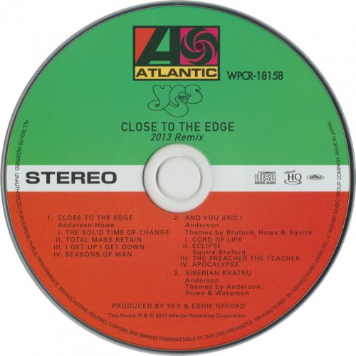 Yes - Close To The Edge (1972) {2019, Japanese UHQCD, The Steven Wilson Remixes}