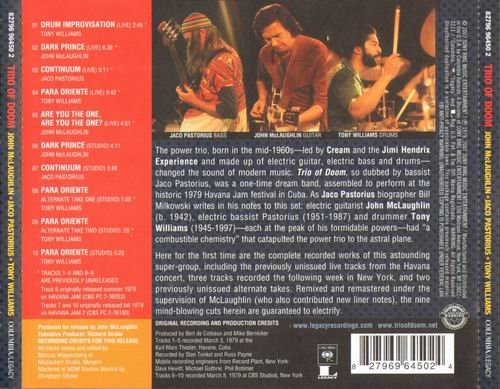 John McLaughlin, Jaco Pastorius, Tony Williams - Trio of Doom (1979) CD Rip