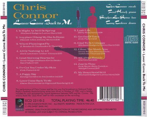 Chris Connor - Lover Come Back To Me (1995)