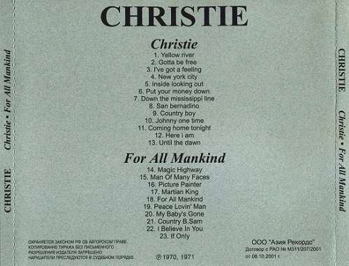 Christie - Christie / For AllMankind (Reissue) (1970-71/2001)