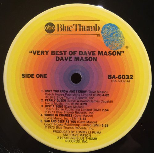 Dave Mason - Very Best Of Dave Mason (1978) LP