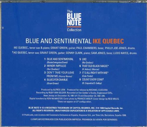 Ike Quebec - Blue and Sentimental (1962) [1998 The Blue Note Collection]