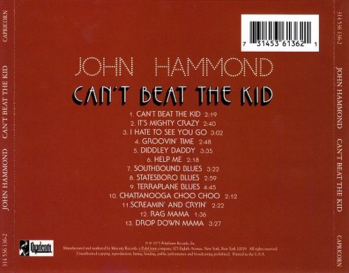 John Hammond - Can't Beat The Kid (Reissue) (1975/1997)
