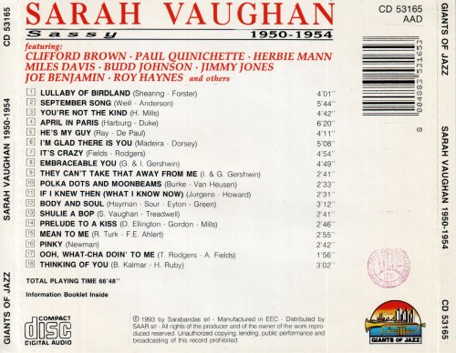 Sarah Vaughan - Sassy (1950-1954) (1993)