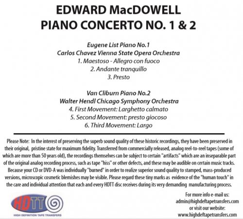 Eugene List, Van Cliburn - Edward MacDowell: Piano Concertos 1-2 (1961/2014) Hi-Res