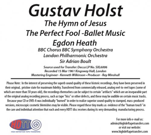 Adrian Boult - Gustav Holst: The Hymn of Jesus  (1962/2014) Hi-Res