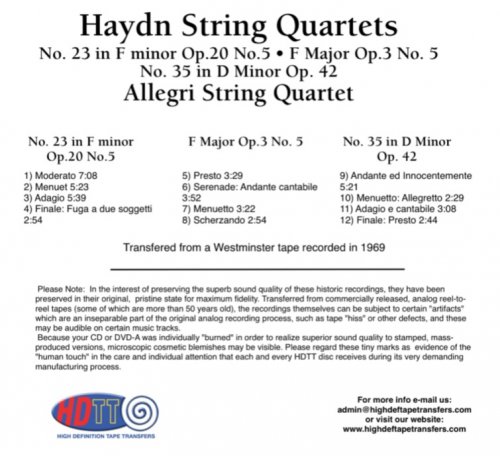 Allegri String Quartet - Franz Joseph Haydn: Haydn String Quartets (1969/2009) Hi-Res