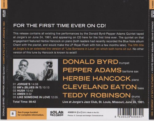 Donald Byrd Pepper Adams Quintet - Complete Live At Jorgie's 1961 (2012)