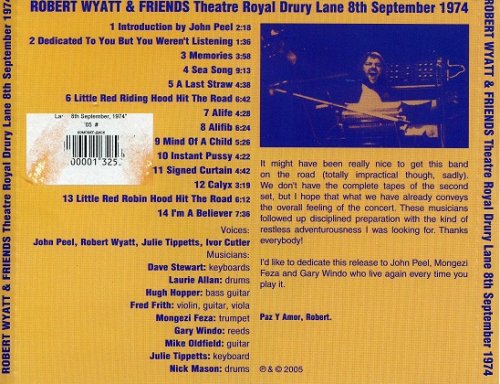 Robert Wyatt & Friends - Theatre Royal Drury Lane 8th September 1974 (2005) CD Rip