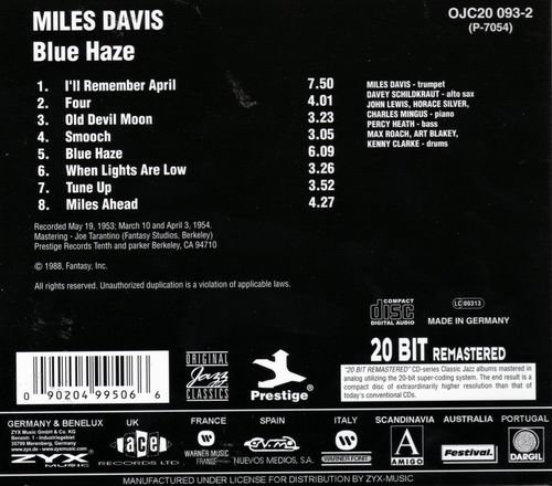 Miles Davis - Blue Haze (1954) Flac