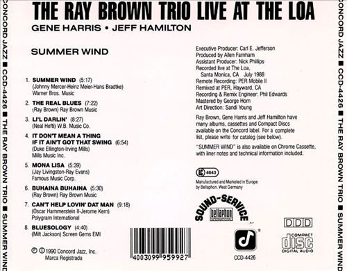 The Ray Brown Trio - Live At The Loa-Summer Wind (1990) CD Rip