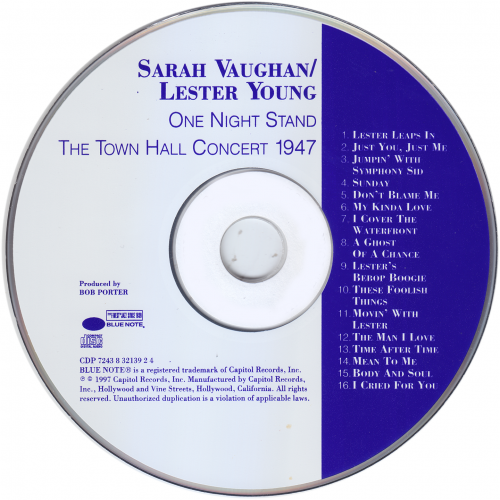 Sarah Vaughan & Lester Young - One Night Stand: The Town Hall Concert 1947 (1997) Lossless