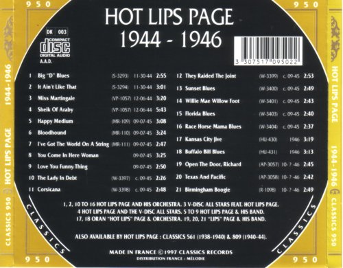 Hot Lips Page - The Chronological Classics: 1944-1946 (1997)