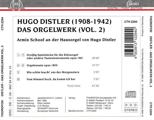 Armin Schoof - Distler: Das Orgelwerk, Vol. 2 (1997)