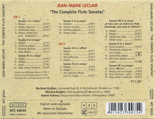 Barthold Kuijken, Wieland Kuijken, Robert Kohnen - Jean-Marie Leclair: The Complete Flute Sonatas (1992)