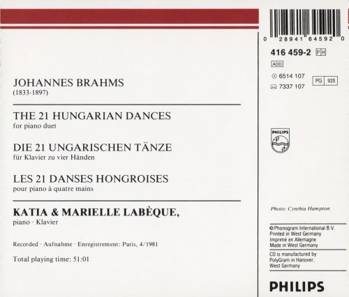 Katia & Marielle Labèque - Brahms: 21 Hungarian Dances for piano duet (1986)