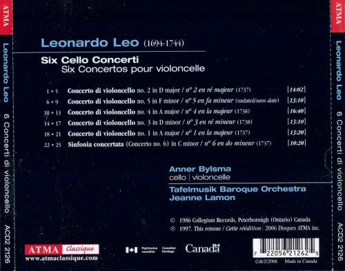 Anner Bylsma, Tafelmusik Baroque Orchestra, Jeanne Lamon - Leonardo Leo: 6 Concerti di violoncello (1997)