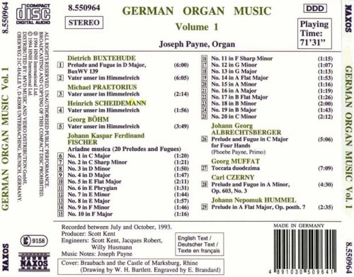 Joseph Payne - German Organ Music, Volume 1 (1994)