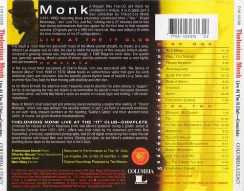 Thelonious Monk - Live At The It Club - Complete (1964)