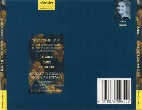 Iona Brown, Academy of St. Martin in the Fields - Handel: Concerti grossi Op. 3 (1996) CD-Rip