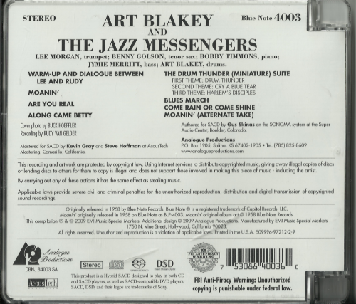 Art Blakey & The Jazz Messengers - Moanin’ (1958/2009) [SACD]